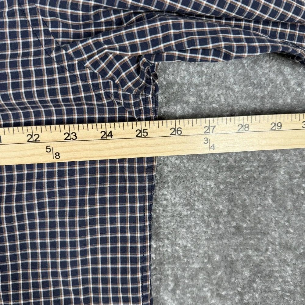 Vintage Brooks Brothers 346 Shirt Men's Large Navy Blue Plaid Long Sleeve‎